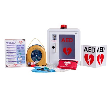 HeartSine - 500P Semi-Auto Indoor Lockable Defibrillator Wall Cabinet Bundle