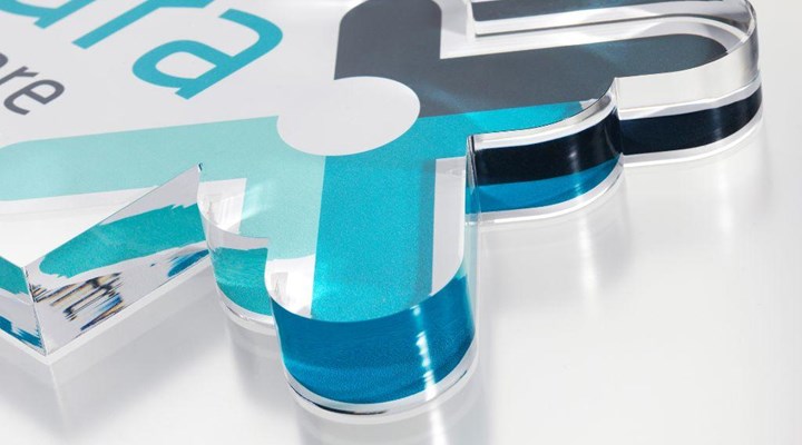 Laser cut printed acrylic sign