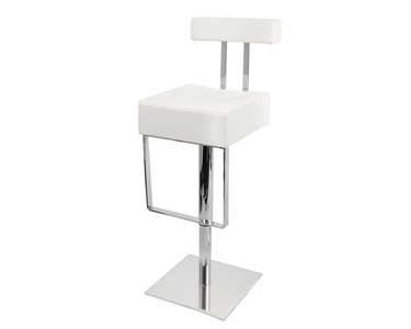 Leather Stainless Steel Bar Stool | White | AIM - PU