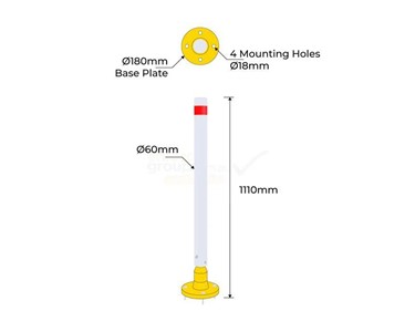 Bollard Flexible Sign Delineators - 1100mm High | BFlex-SD-1100