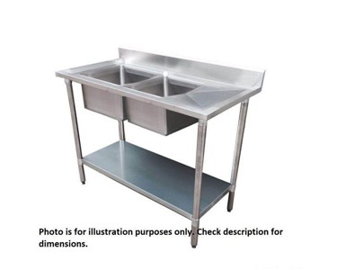 Handy Imports - 304 Grade Stainless Steel Double Sink Benches 600mm Deep 1200-6-DSBC