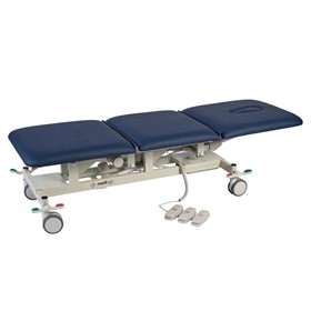Deluxe 3 Section Full Electric Couch with Central Locking Castors Navy Blue