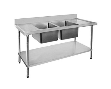FED Economy - Stainless Sink 1800 W x 600 D with Double Centre Bowls and Splashback