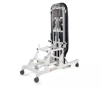 Fortress Stability Tilt Table / white frame / navy upholstery