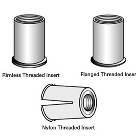 Threaded Inserts in Stainless, Aluminium & Nylon