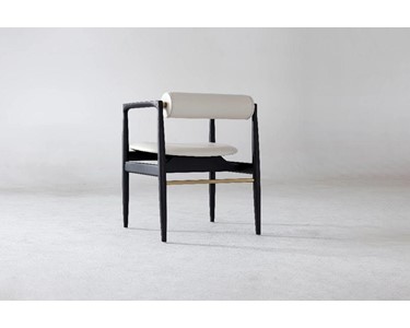 benssur - Dining Chair - The Quokka Black Finish & White Leather Seat