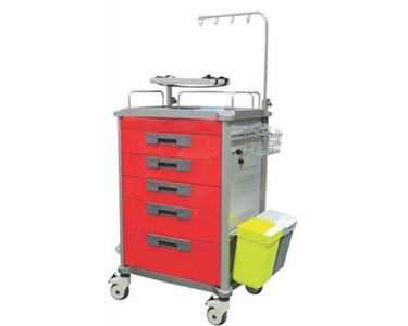 Pacific Medical - Emergency Cart with Accessories | 5 Drawers 