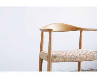 benssur - Dining Chair - RC84 Natural Finish & Black Leather Seat
