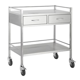 Instrument Trolley | Stainless Two Drawer Side By Side Trolley