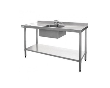 Vogue - Stainless Sink with Single Centre Bowl & Splashback | 1500 W x 600 D 