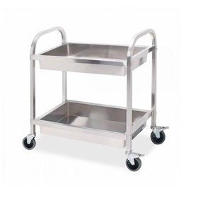 2 Tier Deep Shelf Stainless Steel Trolley Cart 950 W X 500 D X 950 H
