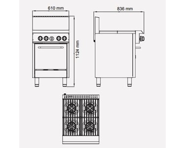 Mercury - Mercury M24S-4F Gas 4 Burner Cooktop W/ Oven