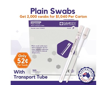 Clearview Medical Australia - Plain Swabs with Transfer Tubes