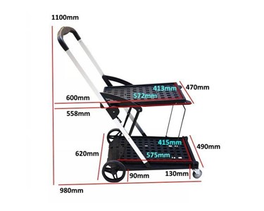 Mitaco Pty Ltd - 2 Tier Folding Trolley- 90kg Capacity- with 1 Collapsible Basket