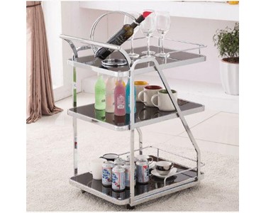 Table Direct - Cocktail Trolley - Chrome with Black Glass