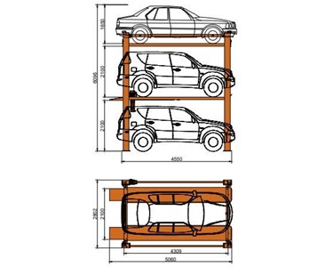 AAQ Autolift - Car Stacker Post Parking Lift | 3 Car HP2525 4 Post Storage Hoist
