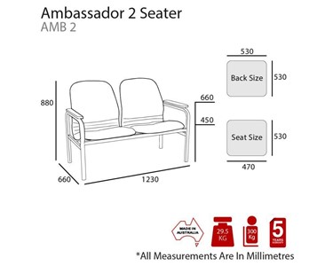 Ambassador - Double and Triple Seater with PU Arms