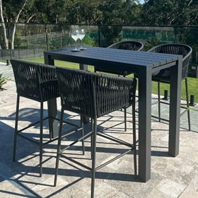 Bar Table With Gizella Bar Chairs  | Adele -5pc Outdoor Bar Setting