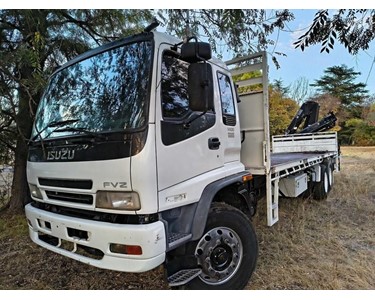 Isuzu - FVZ1400 6x4 Crane Truck with Hiab Crane and Steel Tray