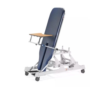 Fortress Stability Tilt Table / white frame / navy upholstery