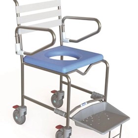 Transit Mobile Shower Commode With Slideout Footplate - 500mm