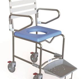Transit Mobile Shower Commode With Slideout Footplate - 500mm