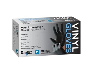 Saniflex Disposable Vinyl Gloves Powder Free | Black 100 Pack