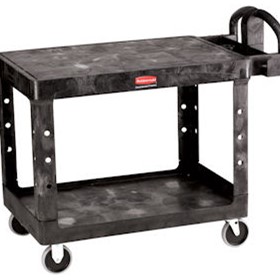 Large 2 Tier Heavy Duty Utility Cart with Flat Shelf - Produced