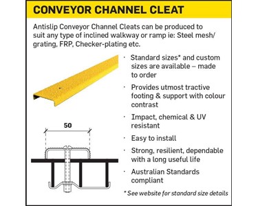 Advance Anti-Slip Surfaces - Antislip Conveyor Channel Cleats