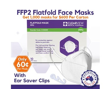 Clearview Medical Australia - Face Masks FFP2 Flatfold with Earloops