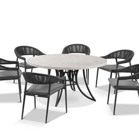 Outdoor Dining Setting | Luna 160cm Round Table With Nivala Chairs 7pc