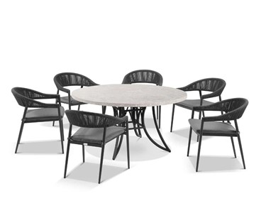 Royalle - Outdoor Dining Setting | Luna 160cm Round Table With Nivala Chairs 7pc