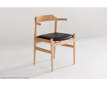 benssur - Dining Chair - RC66 Natural Finish & Black Leather Seat