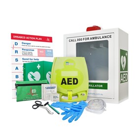 AED Plus Defibrillator Indoor Alarmed Cabinet Bundle