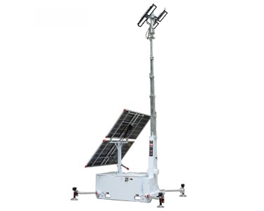 Solar Lighting Tower Skid Mounted 2 Rotating Panels 4 x 150Watt Lithium Batteries