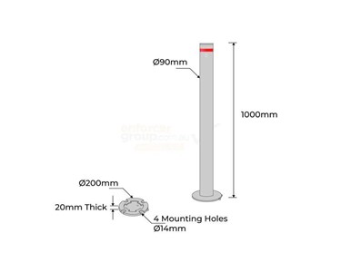 Bollard Surface Mounted Removable KeyLock | B90-SM-REM-KL-SS316