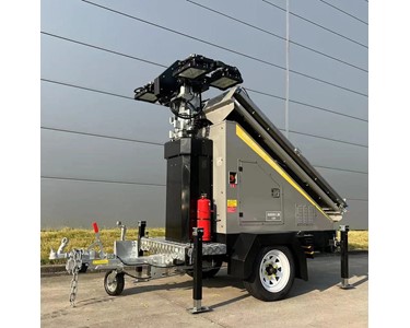 Solar Lighting Tower LED 4 x 100WATT 48VDC Hydraulic Lithium LIFEPO4 Batteries LT4100S