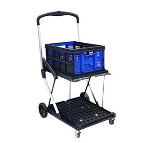 2 Tier Folding Trolley- 90kg Capacity- with 1 Collapsible Basket