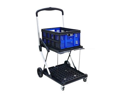 Mitaco Pty Ltd - 2 Tier Folding Trolley- 90kg Capacity- with 1 Collapsible Basket