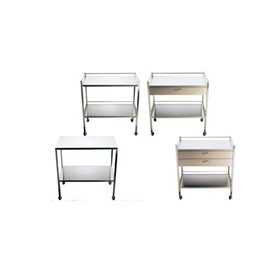 Instrument Trolley Stainless Steel, 900mm(L), 1 x Drawer, Rails