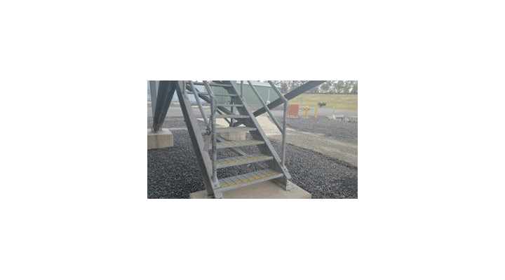 Here, our U-Tred anti-slip stairnosings are used in a more familiar application: steel grate steps.