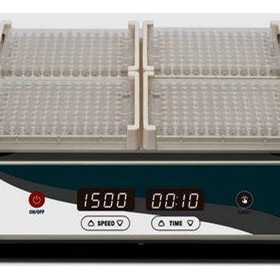 Shaker for four microplates, PCR, cell culture, or deep-well plates
