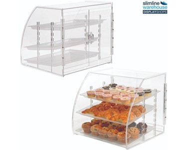 2 Shelf Clear Acrylic Cake Cabinet with sliding doors