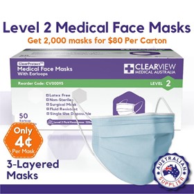 Medical Face Masks with Earloops Level 2 Blue