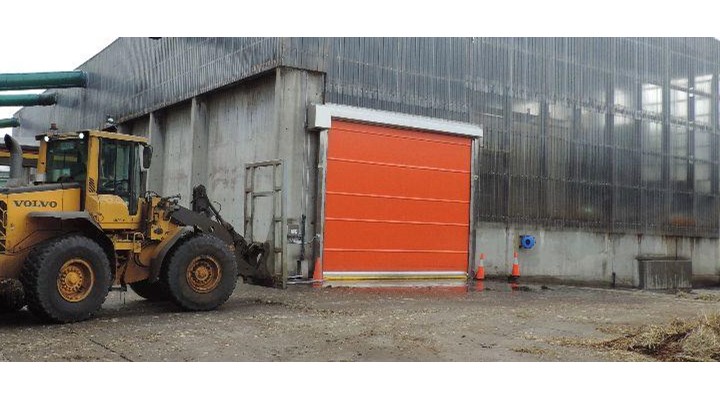 High speed action door in corrosive waste plant