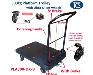 TCS - 300kg Platform Trolley with brakes - PLA300-DX-B