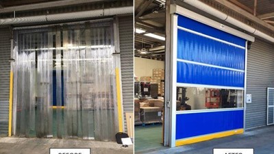 PVC Strip door to a Rapid roll door