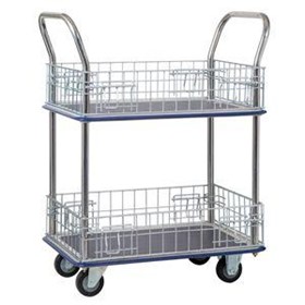 2-Tier Mesh Trolley with wire-mesh surrounds