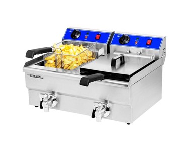 Aus Kitchen Pro - Countertop Deep Fryer Electric 27 Litre – Double Basket Oil Tap