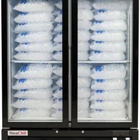 Double Door Upright Glass Door Ice Freezer - SM1300GZice